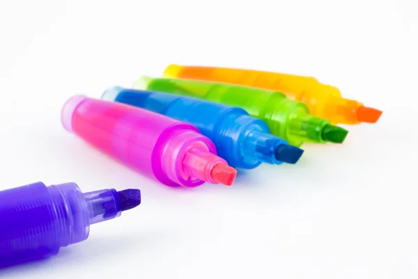 Five colorful highlighters — Stock Photo, Image
