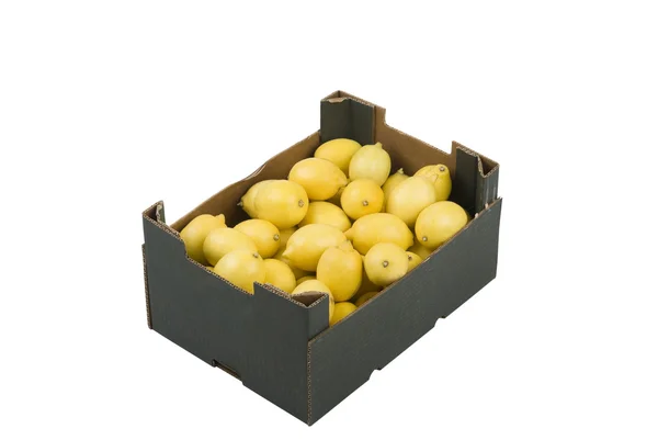 Låda med citroner — Stockfoto