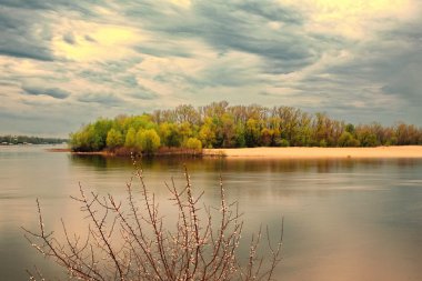 Twilight over the riverbed Dnipro clipart