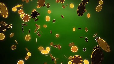 Casino gold chips with green background clipart