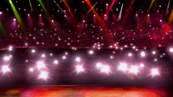 Rotes Blitzlicht und Scheinwerfer im Konzert — Stockfoto