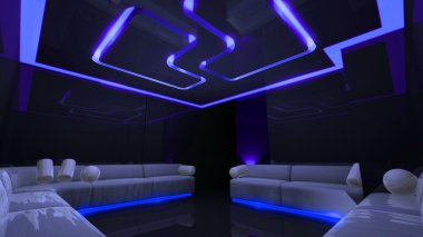 Deep blue electronic luxury room clipart