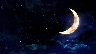 Gece gökyüzünde yarım ay