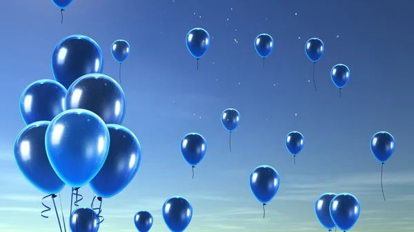 Balão azul no fundo do céu — Fotografia de Stock