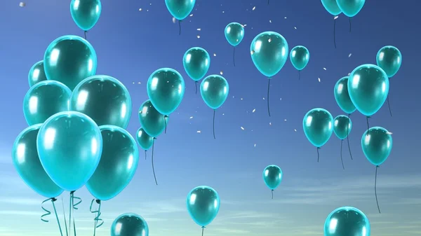 Grüner Ballon am Himmel Hintergrund — Stockfoto