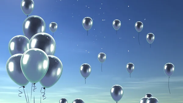 Silberner Ballon am Himmel Hintergrund — Stockfoto