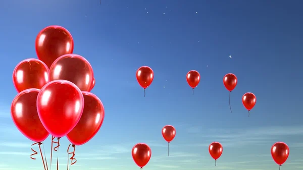 Roter Ballon am Himmel Hintergrund — Stockfoto