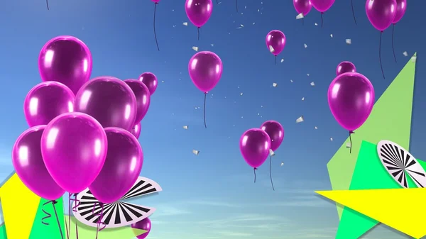 Balão rosa no fundo do céu — Fotografia de Stock