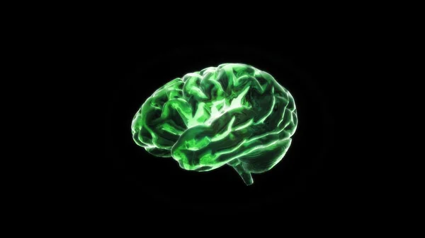 Cérebro de cristal verde ainda render — Fotografia de Stock