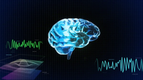 The crystal brain right side and wave graph — Stock Photo, Image