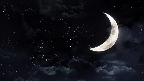 A meia lua misteriosa no escuro — Fotografia de Stock