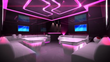 Pink cyber interior room clipart