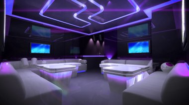 Purple cyber interior room clipart