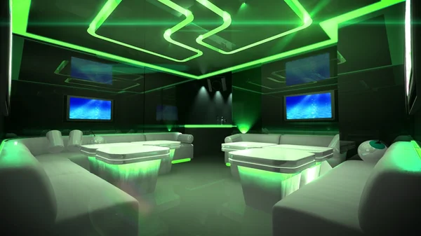 Zielony cyber wnętrze pokoju — Zdjęcie stockowe