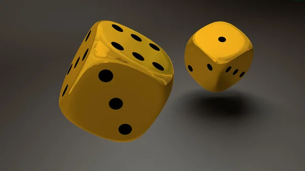 Gold dice closeup — Stock Photo, Image