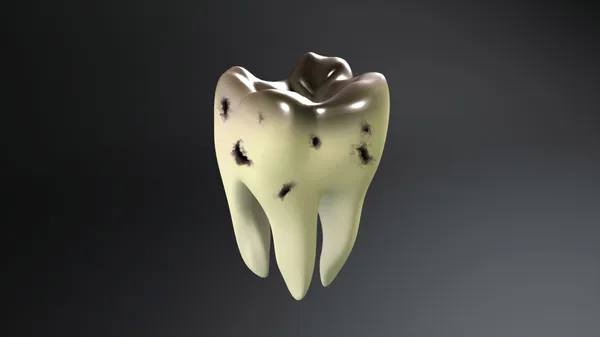 Siyah arka plan ile kırık diş — Stok fotoğraf