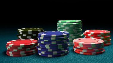6 Casino color chips blue table clipart