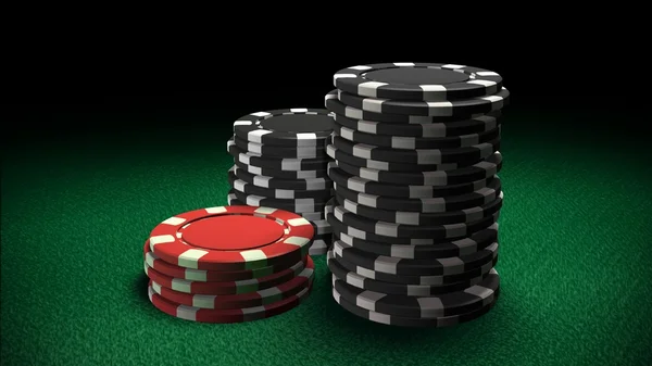 赌场筹码红色和黑色 — 图库照片