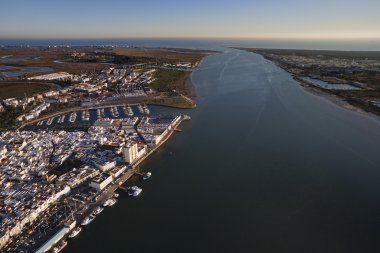 Aerial view of the mouth of the Guadiana river clipart