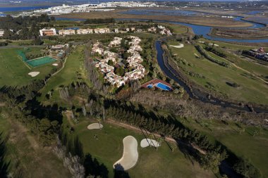 Aerial view of the golf course clipart