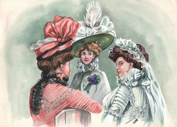 Damen mit Hüten — Stockfoto
