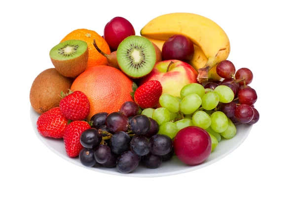 stock image Fruit platter isolated on white.