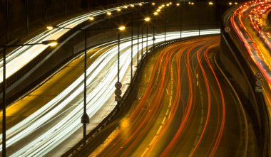 Highway traffic at night clipart