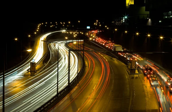 Highway traffic at night — Stock Photo, Image