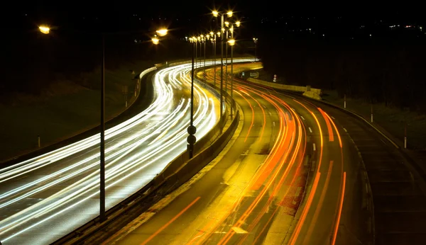 stock image Highway traffic at night