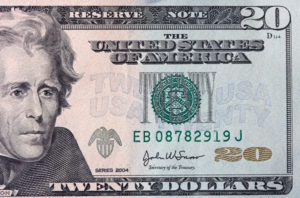 Dvacet dolarové bankovky — Stock fotografie