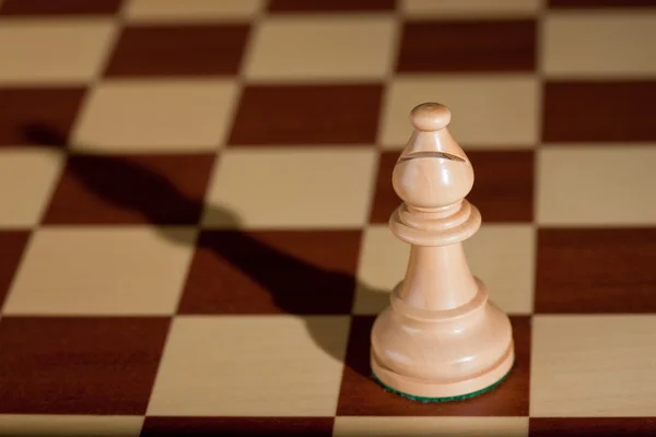 Pieza de ajedrez - un alfil blanco en un tablero de ajedrez . —  Fotos de Stock