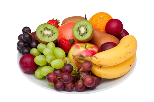 stock image Fruit platter isolated on white.