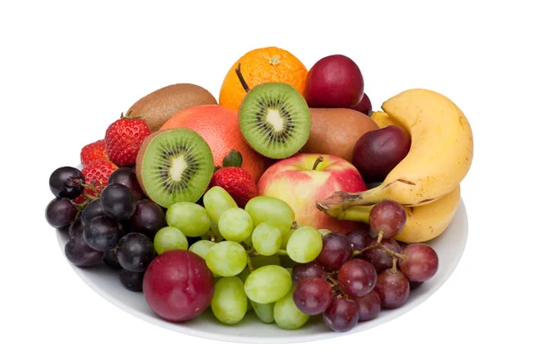 stock image Fruit platter isolated on white.