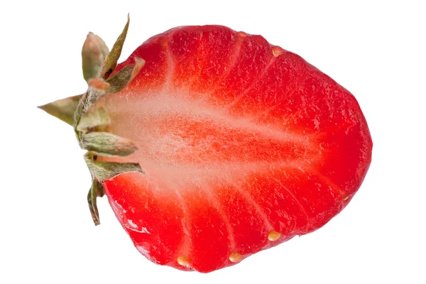 Extrémní makro snímek jahody izolované na bílém — Stock fotografie
