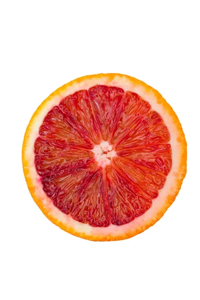 Macro tiro de uma laranja de sangue isolado em branco — Fotografia de Stock
