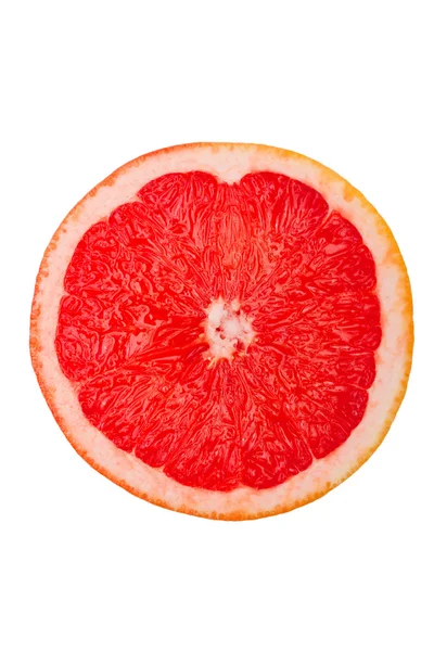 Macro-opname van een rode grapefruit geïsoleerd op wit — Stockfoto