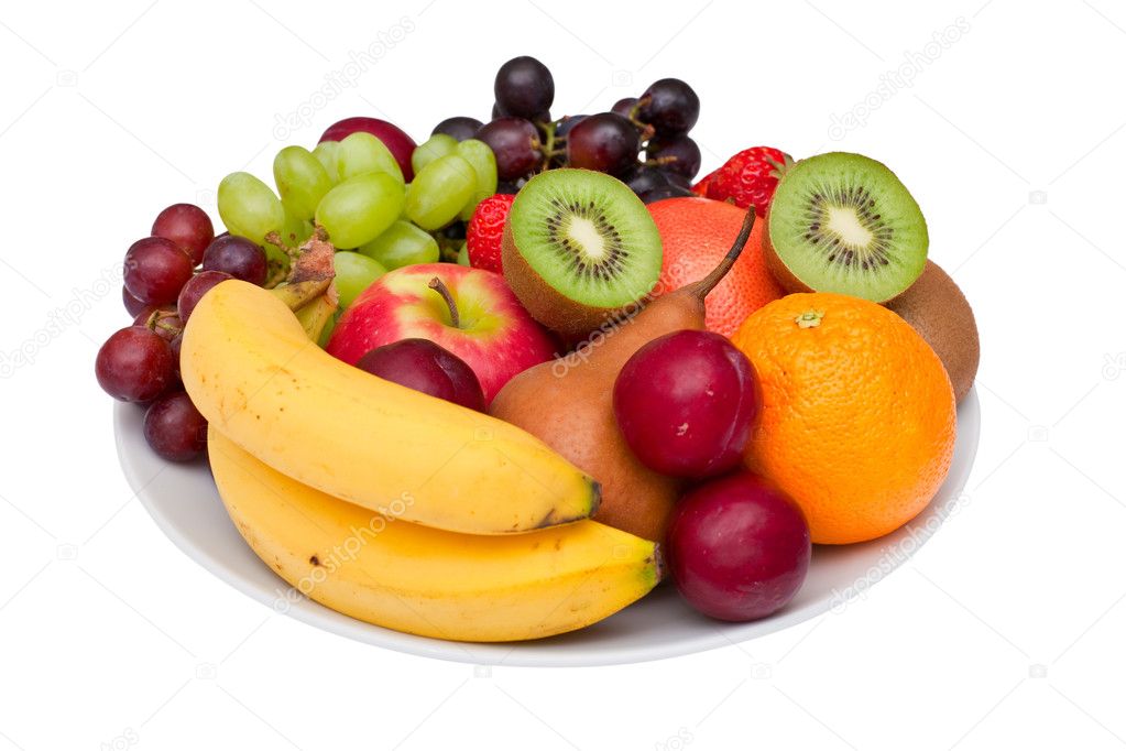 Fruit platter isolated on white.