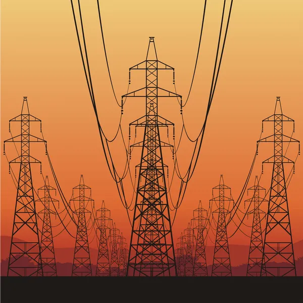 Electrical power lines — Stock Vector
