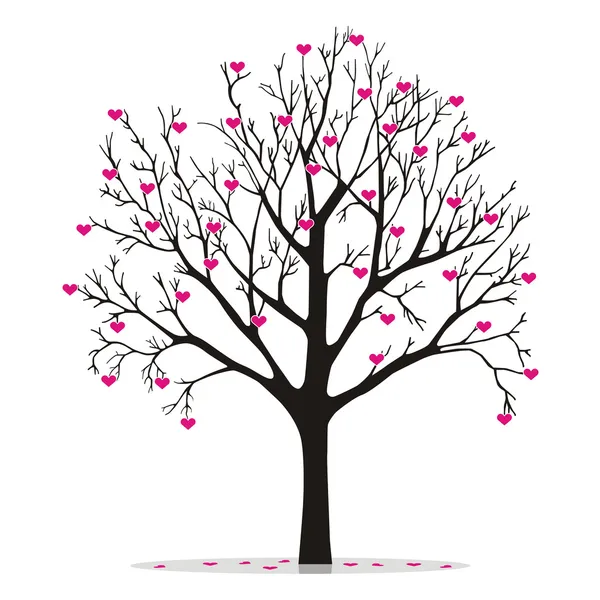 Árbol de San Valentín con corazones — Vector de stock