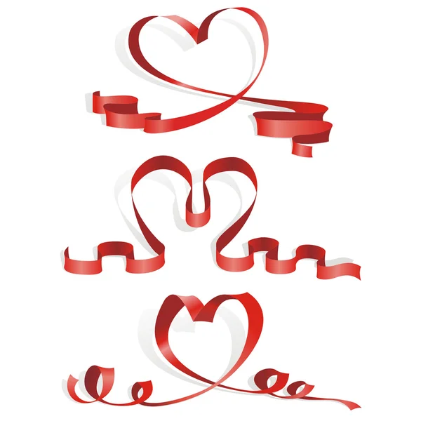 Red ribbon hearts — Stock Vector