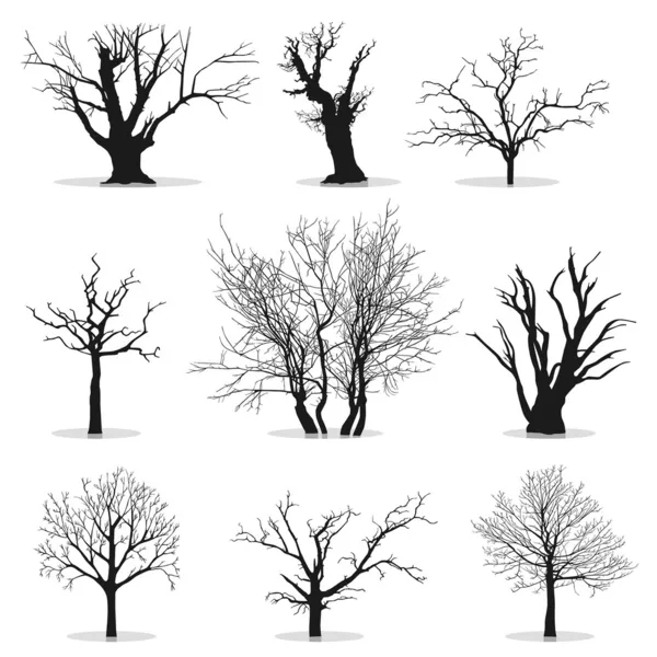 收集的树木剪影 免版税图库插图
