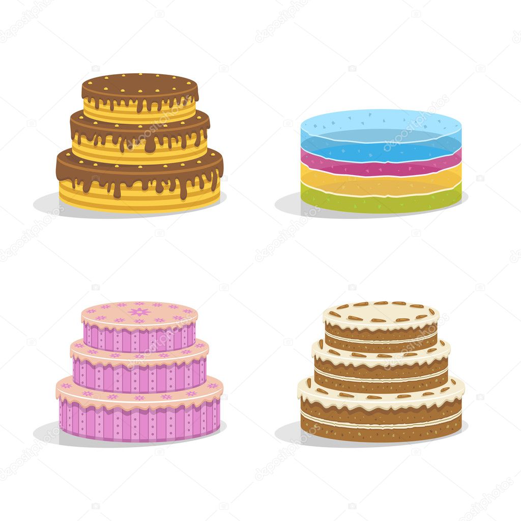 Birthday cakes. Vector illustration