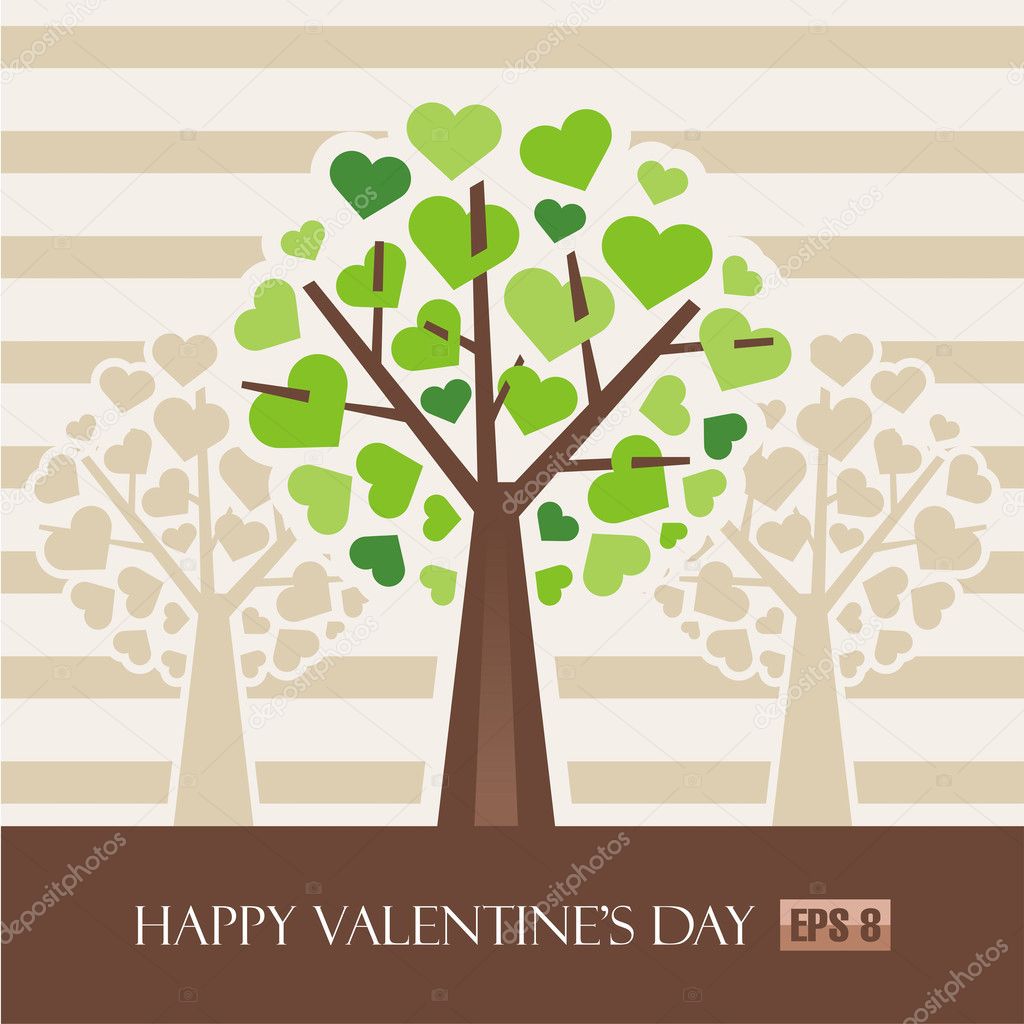 Valentine tree with hearts