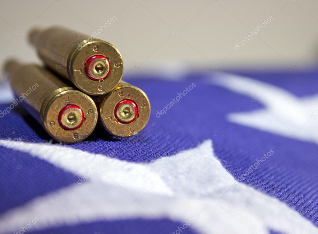 Military Funeral Flag and Bullets