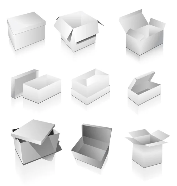Cajas vectoriales blancas — Vector de stock
