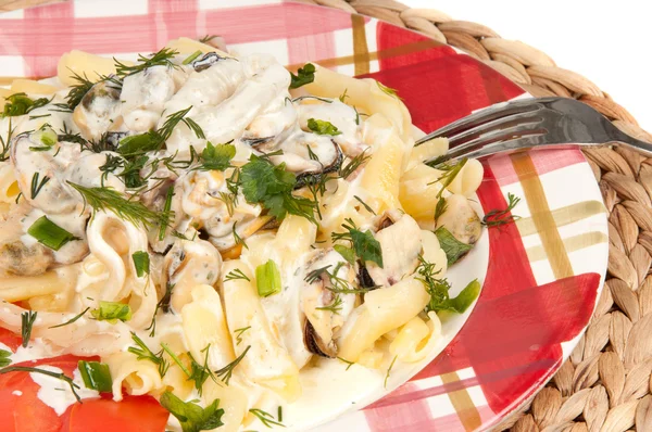 समुद्री भोजन के साथ पास्ता — स्टॉक फ़ोटो, इमेज