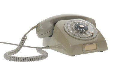 An old gray vintage rotary style telephone clipart