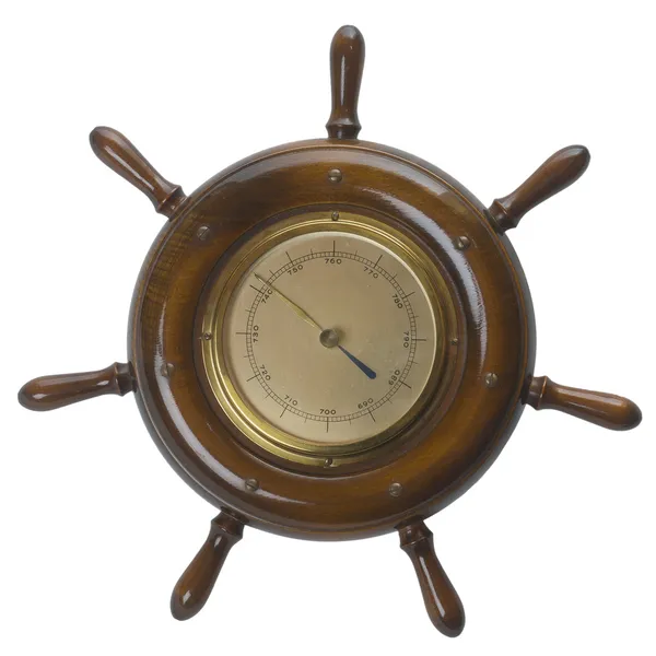 stock image Ship helms /steering wheel barometer