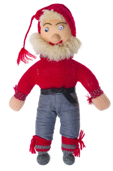 Knitted Santa Claus with a black belt and beard — Stock Photo, Image