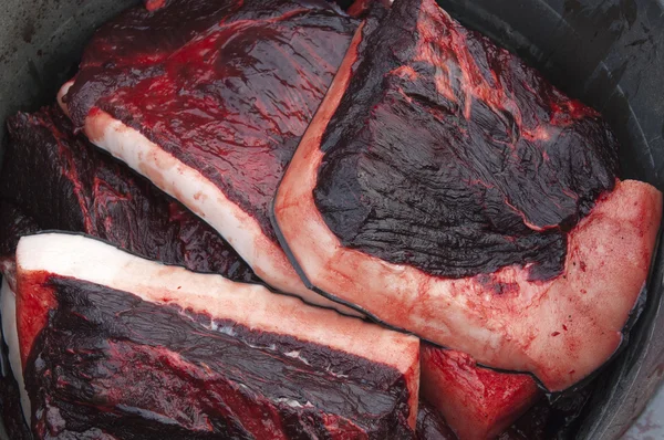生鯨の肉と脂 ストック画像